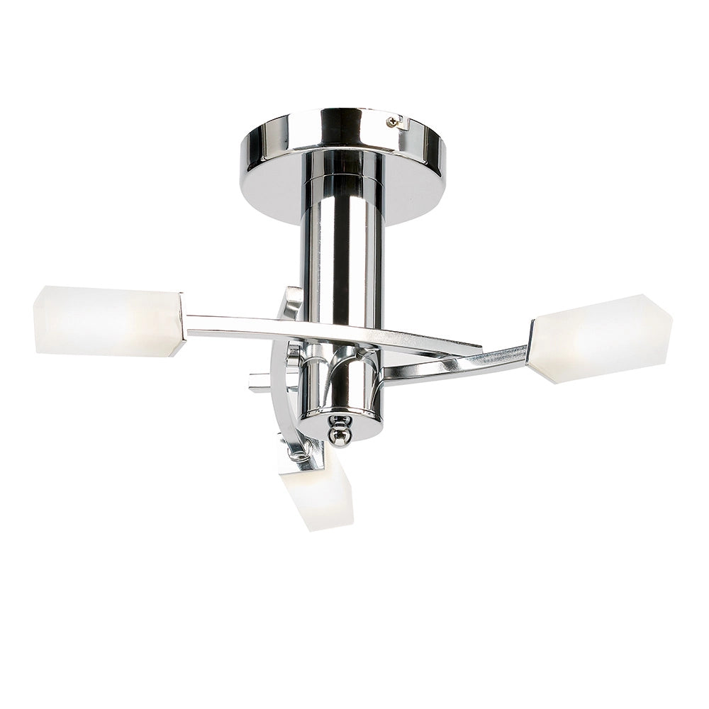 Plafoniera moderna cromata Havana 3 luci G9 vetro Endon