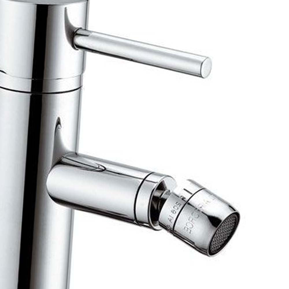 Rubinetto suvi per bidet dotato di scarico, caratterizzato da un design minimale e linee tonde