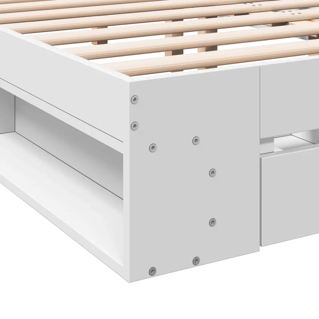 Giroletto con Cassetti Bianco 140x190 cm in Legno Multistrato 3280762