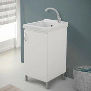 Mobile lavatoio 45x50 in ceramica bianco opaco completo di scarico