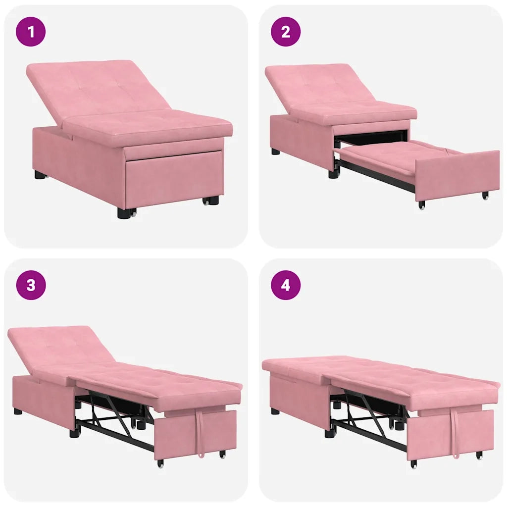 vidaXL Divano Letto Rosa 67 x 194 x 38 cm Velluto