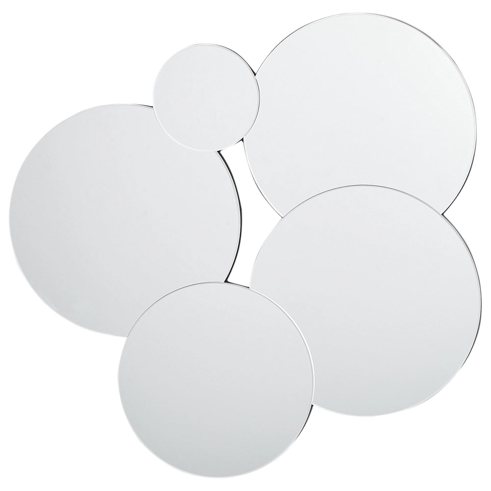 Specchio da parete in vetro e MDF argento 80 x 82 cm Design a cerchi senza cornice