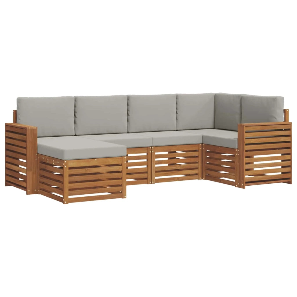 Set divano sezionale con cuscino 6 pcs Grigio Naturale e Chiaro 3375096