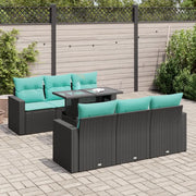 Set Divani da Giardino con Cuscini 7pz Nero Polyrattan Acacia