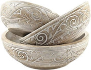Tre tazze in legno a stile Timor 20/25/30 cm – colore: bianco