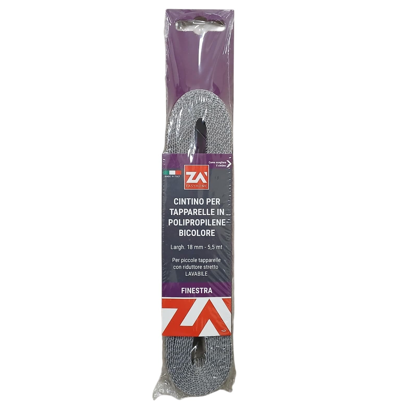 CINTINO POLIPROPILENE 5,5M 18MM GRIGIO FINESTRE.