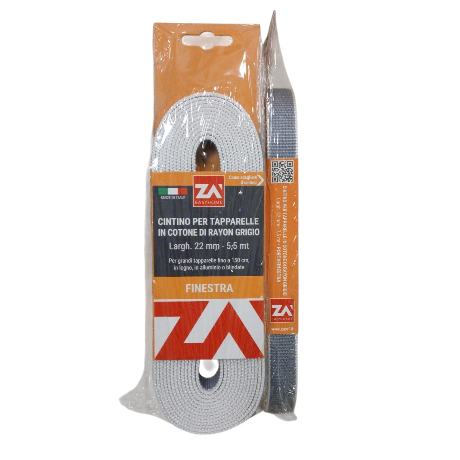 CINTINO RAYON 5,5M 22MM GRIGIO PER FINESTRE.