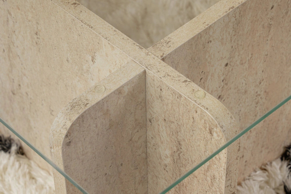 Tavolino in legno "Flavio" - 105 x 65 x 30 cm - Travertino