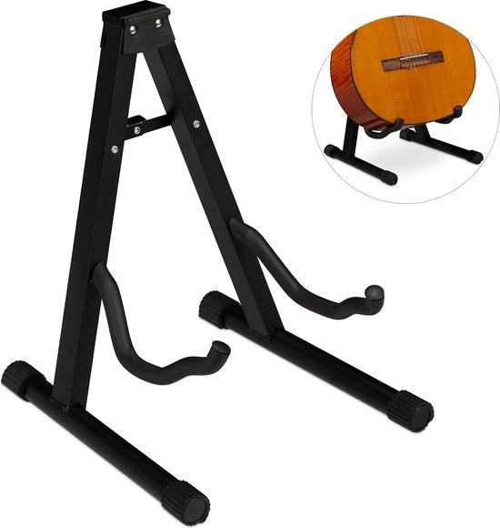 Standarizzazione chitarra pieghevole con piedini in schiuma - adatto per chitarra acustica e elettrica - stabilità - dimensioni HBD 37x29x30 cm - nero