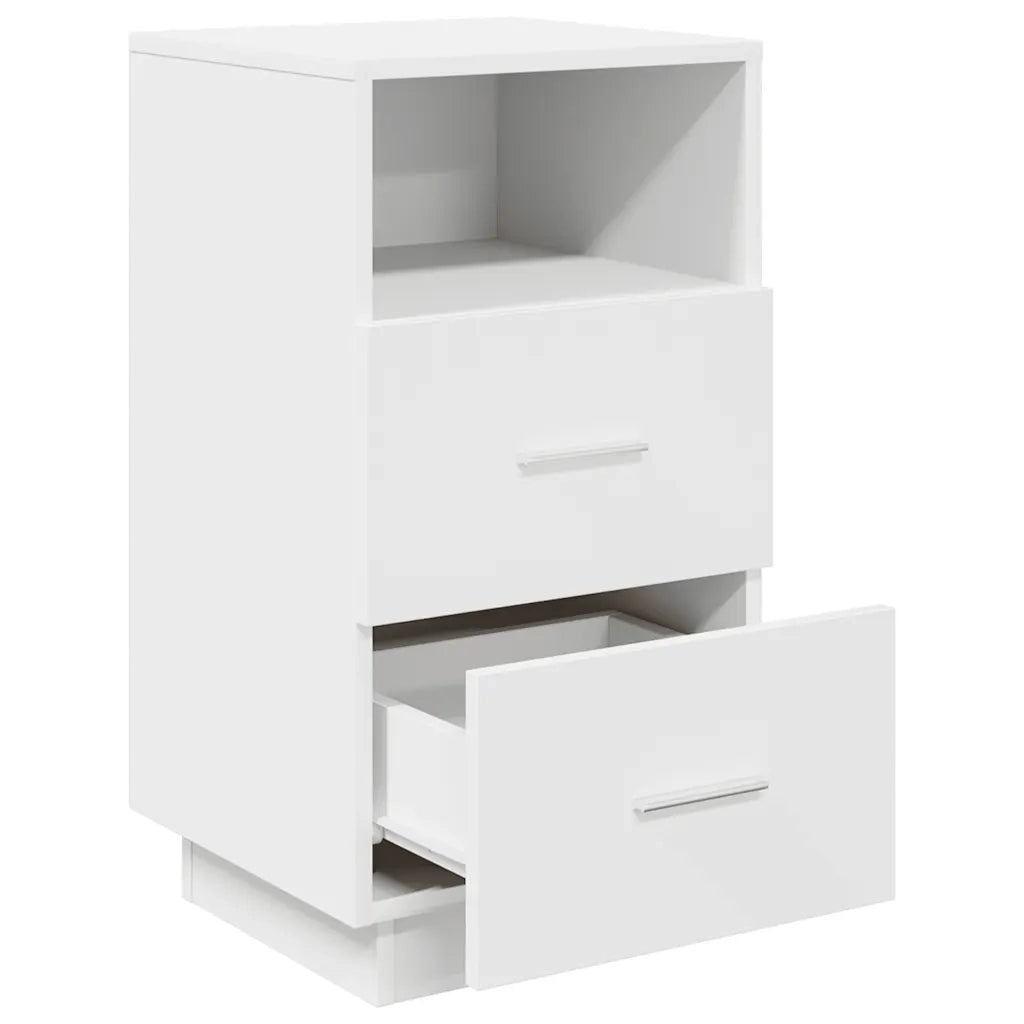 Comodini 2 pz con 2 Cassetti Bianchi 36x36x68 cm 858579