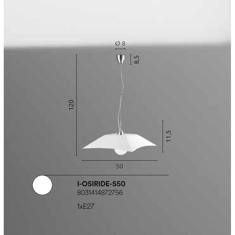 LAMPADARIO OSIRIDE E27 D.50XH120CM BIANCO QUADRO.
