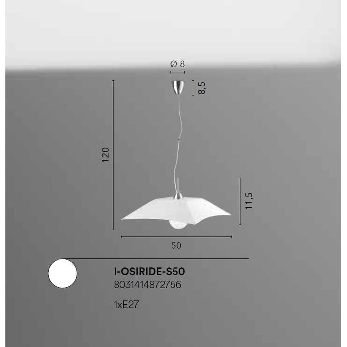 LAMPADARIO OSIRIDE E27 D.50XH120CM BIANCO QUADRO.