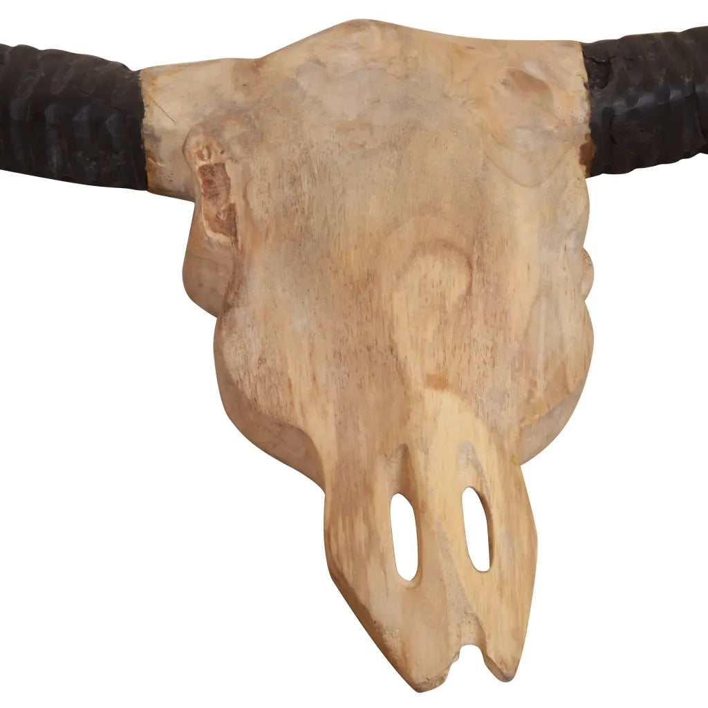 Scultura Teschio di Toro da Parete in Teak 69x6x60 cm CFW3376194