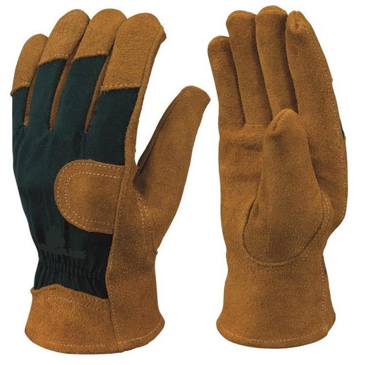 GUANTO DA LAVORO PALMO IN PELLE, DORSO IN TESSUTO, MANICHETTA DI SICUREZZA