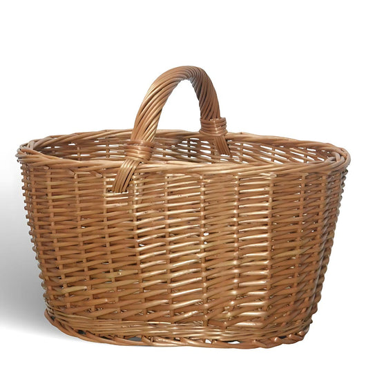 Cesta portaoggetti Barbara ovale cesto in vimini con manico intrecciato per casa