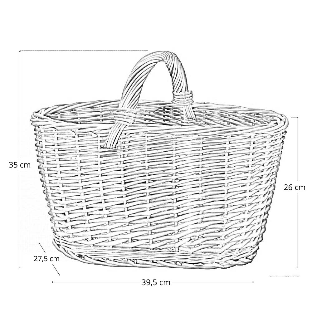 Cesta portaoggetti Barbara ovale cesto in vimini con manico intrecciato per casa
