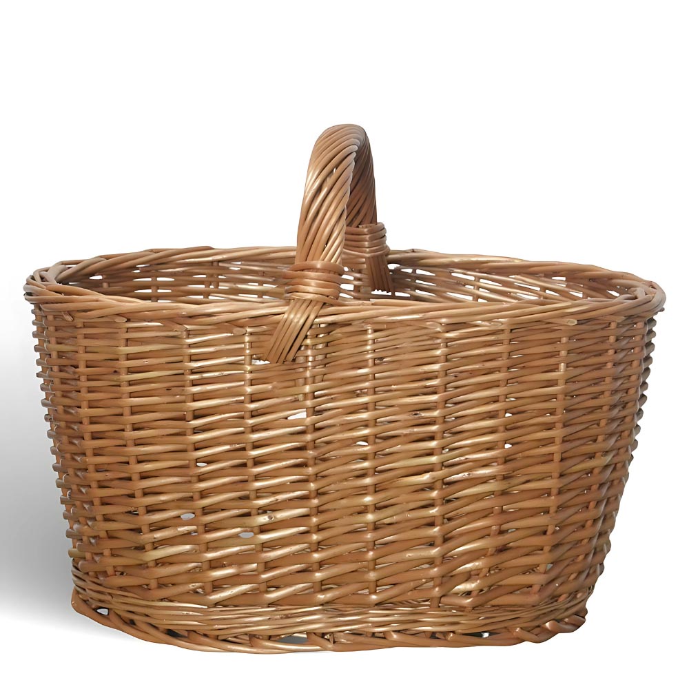 Cesta portaoggetti Barbara ovale cesto in vimini con manico intrecciato per casa