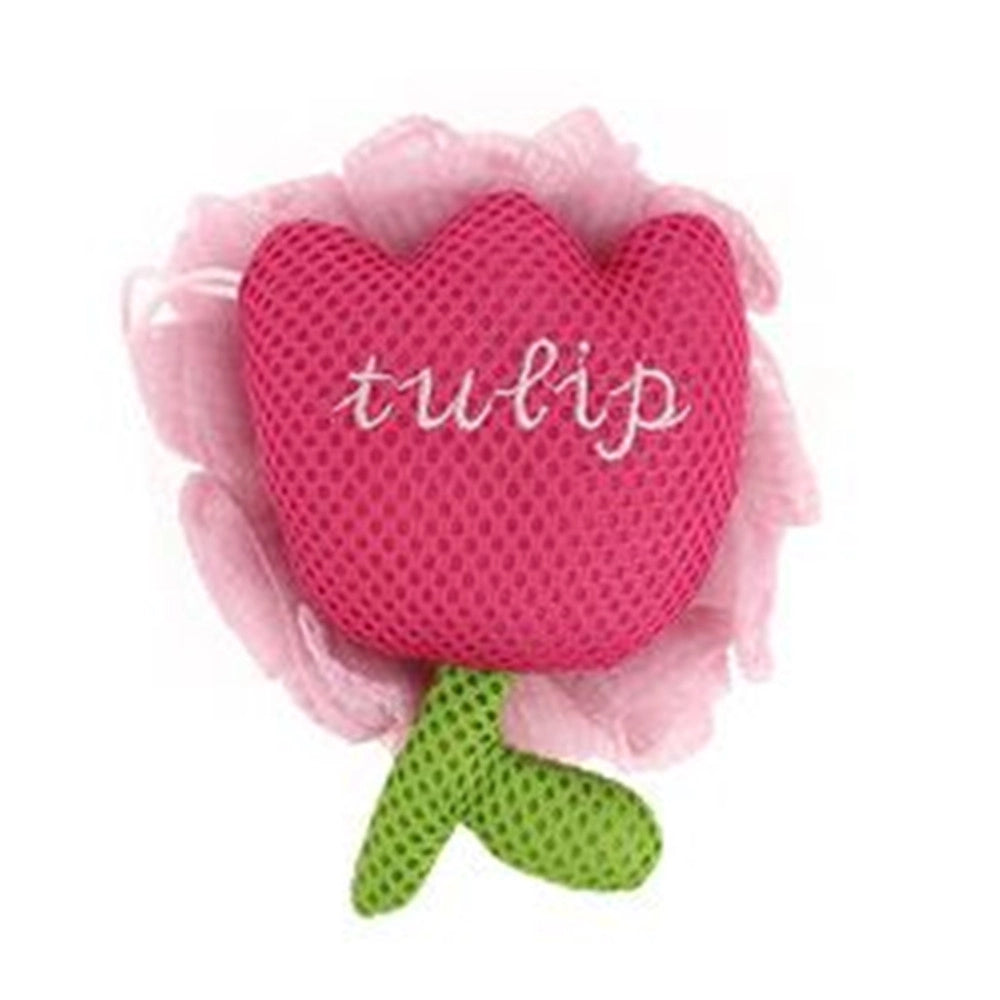 Trade Shop - Spugna Doccia A Rete Bagno Esfoliante Pelle Corpo Con Fiore Di Tulipano Rosa 10771 -