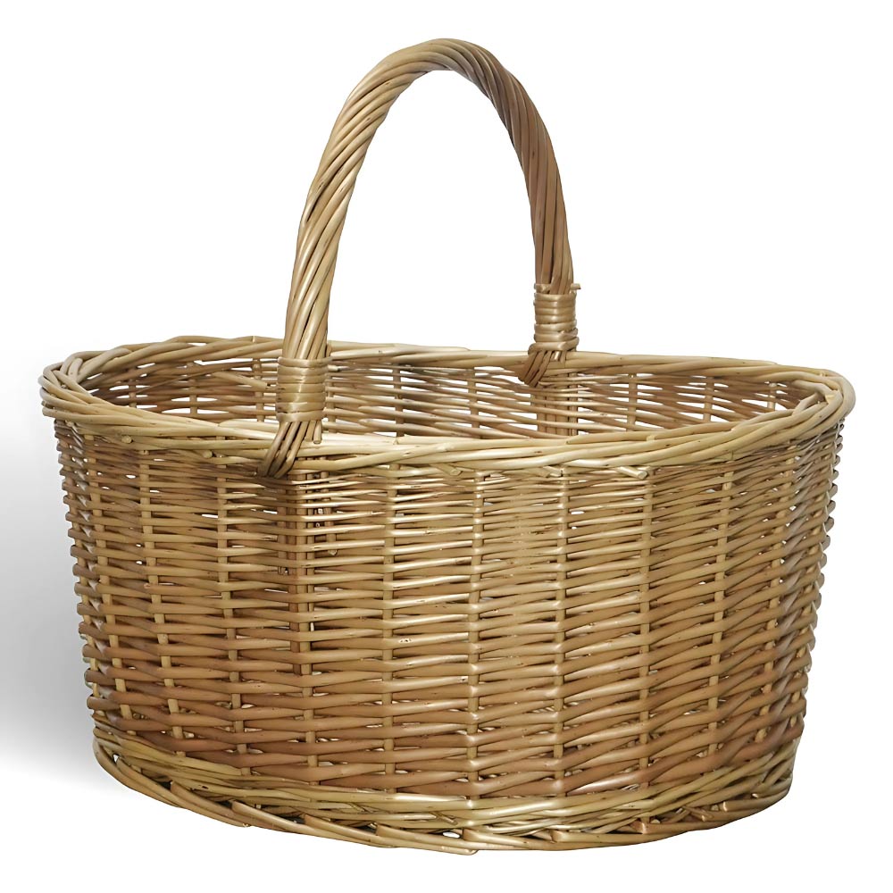 Cesta portaoggetti Carla ovale cesto in vimini con manico intrecciato per casa