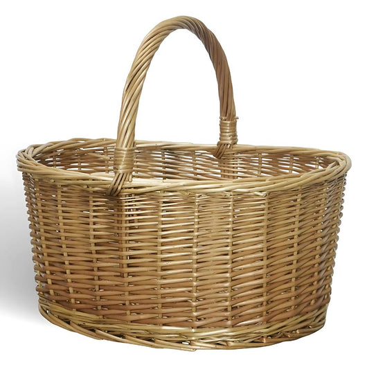 Cesta portaoggetti Carla ovale cesto in vimini con manico intrecciato per casa