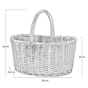 Cesta portaoggetti Carla ovale cesto in vimini con manico intrecciato per casa