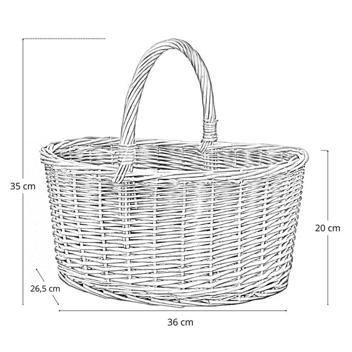 Cesta portaoggetti Carla ovale cesto in vimini con manico intrecciato per casa