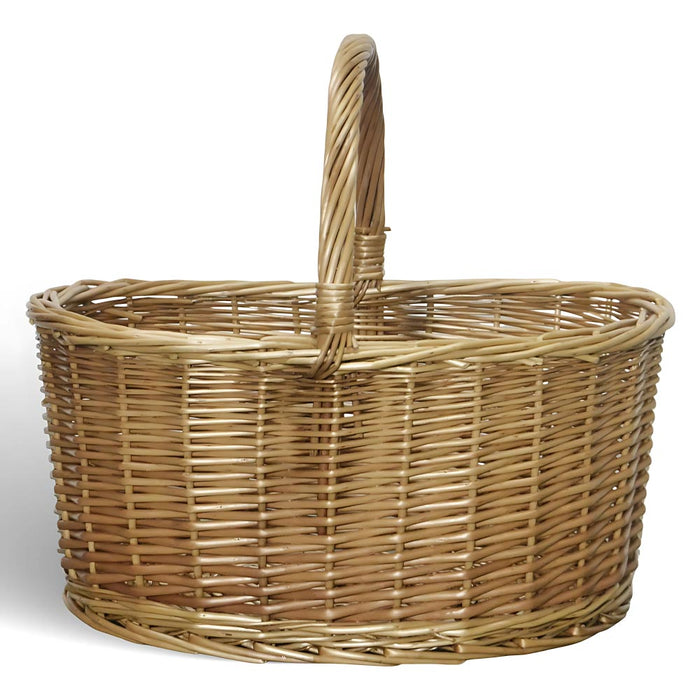 Cesta portaoggetti Carla ovale cesto in vimini con manico intrecciato per casa