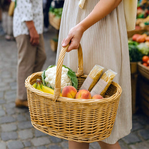 Cesta portaoggetti Carla ovale cesto in vimini con manico intrecciato per casa