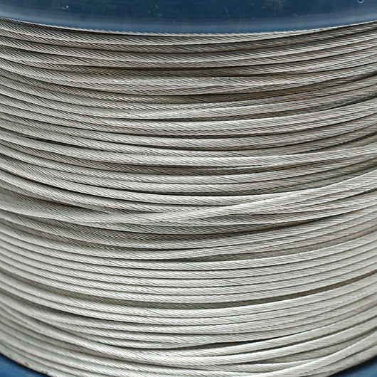 Cavo in acciaio zincato 2mm, 1x19 trefoli, carico massimo 80Kg, peso 4,8Kg, 250m/rotolo