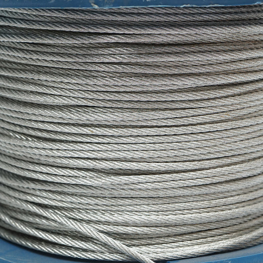 Cavo in acciaio zincato 3mm, 6x7+FC fili, carico massimo 529Kg, peso 6,32Kg, 200m/rotolo