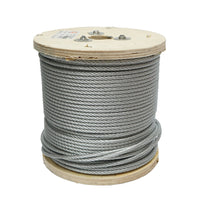 Cavo in acciaio zincato 5mm, 6x7 trefoli, carico massimo 1460Kg, peso 13,1Kg, 150m/rotolo