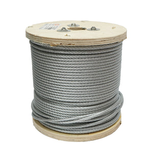 Cavo in acciaio zincato 5mm, 6x7 trefoli, carico massimo 1460Kg, peso 13,1Kg, 150m/rotolo
