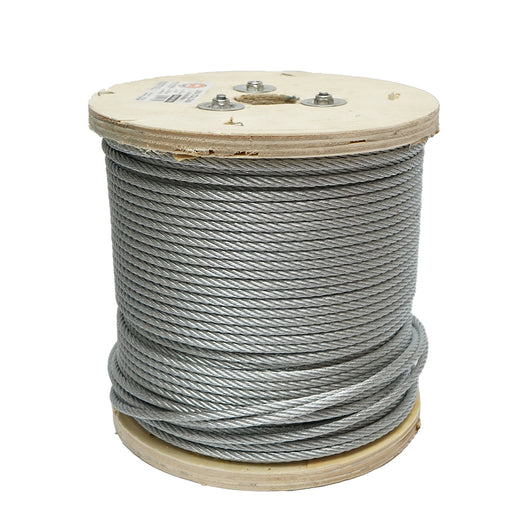 Cavo in acciaio zincato 5mm, 6x7 trefoli, carico massimo 1460Kg, peso 13,1Kg, 150m/rotolo