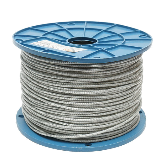 Cavo in acciaio zincato con rivestimento in PVC, 3 mm, 6x7+FC fili, carico massimo 230 kg, peso 5,07 kg, 250 m/rotolo