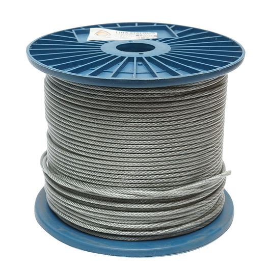 Cavo in acciaio zincato con rivestimento in PVC, 4 mm, 6x7+FC fili, carico massimo 539 kg, peso 8,08 kg, 200 m/rotolo