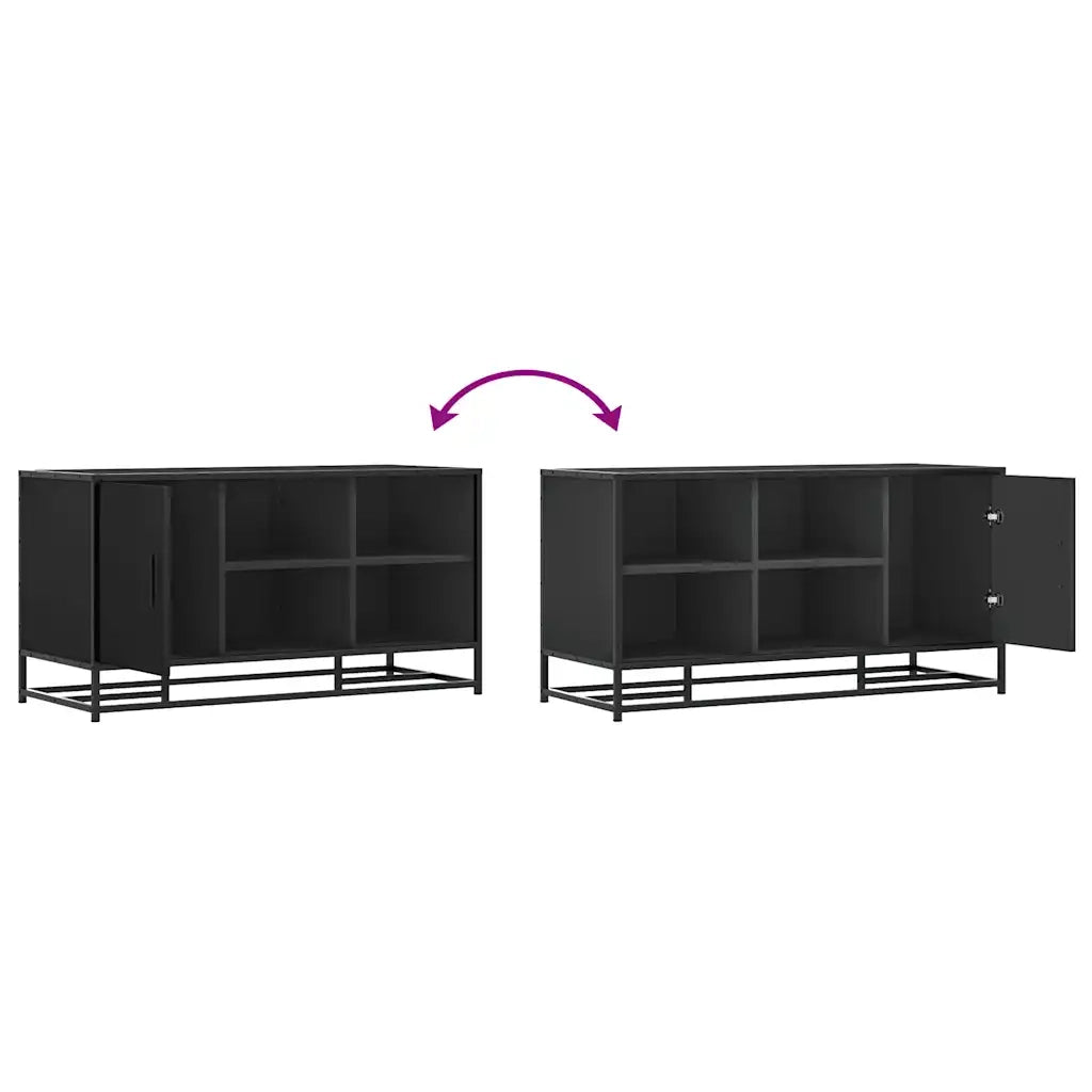 Scarpiera Nera 100x40x53,5 cm in Truciolato e Metallo 849214