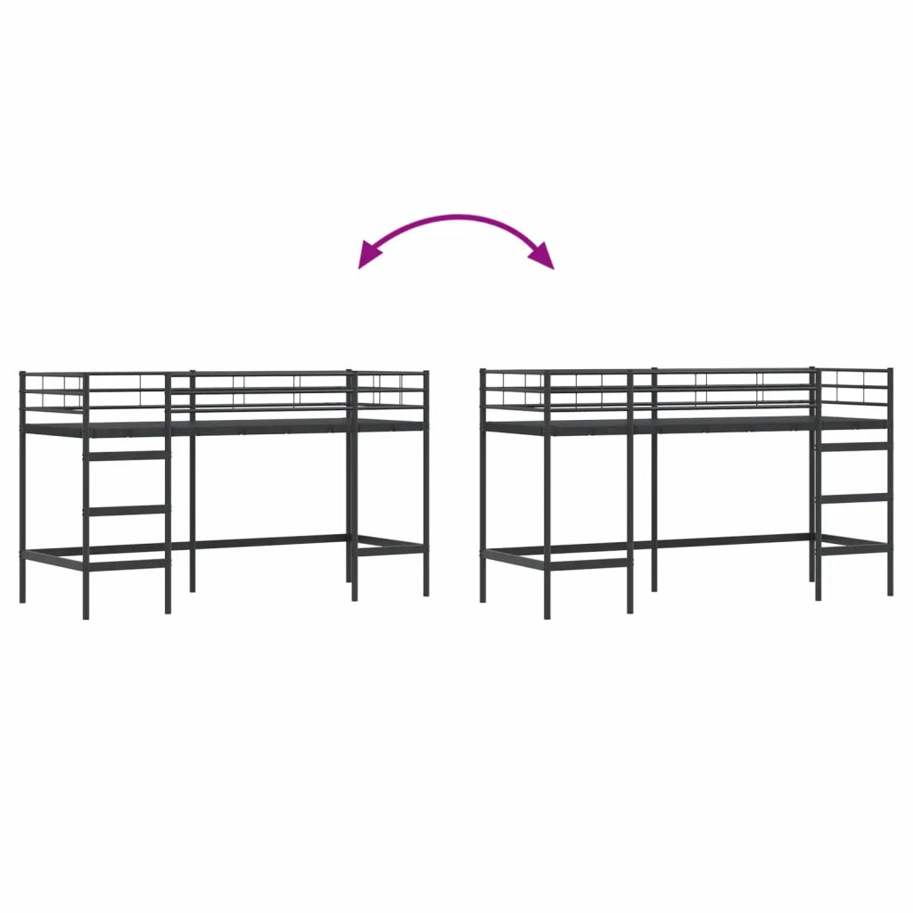 Struttura del letto loft per bambini Nero 90 x 190 cm Acciaio