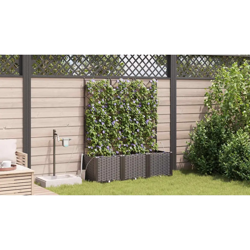 Fioriere | Cassetta per fiori | Vaso da giardino 3 pz Marrone 120 x 40 x 142 cm Plastica