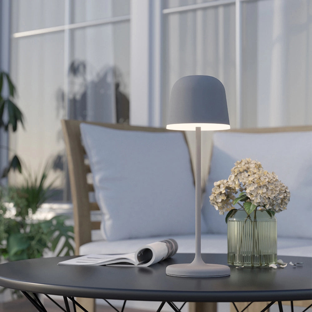 Lampade Da Tavolo Esterno Mannera Alluminio Grigio Policarbonato Bianco Led