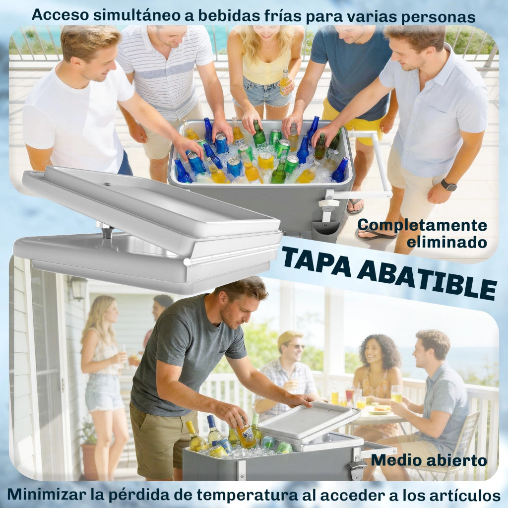 Carrello Bar con Ruote 56L ¨C zephmum ¨C Grigio 84x38x83 cm