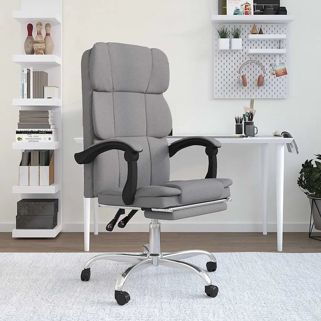 Sedia per studi-Poltrona da Ufficio Reclinabile Grigio Chiaro in Tessuto 488820