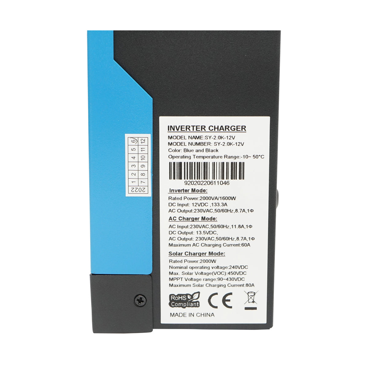 I Inverter solare ibrido 1,6 KW Breckner Germany 12V, 80A, MPPT, monofase, OFF-GRID, SY-2.0KW-12V