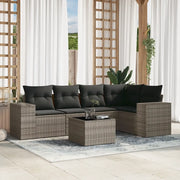 Set Divano da Giardino 6 pz con Cuscini Grigio in Polyrattancod mxl 90107