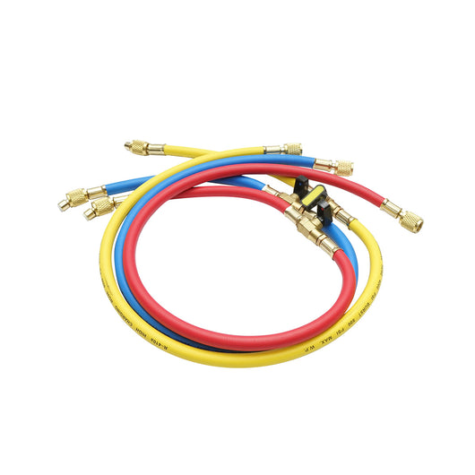 Kit tubo flessibile con rubinetto 90 cm 3 colori per carica freon R-410a