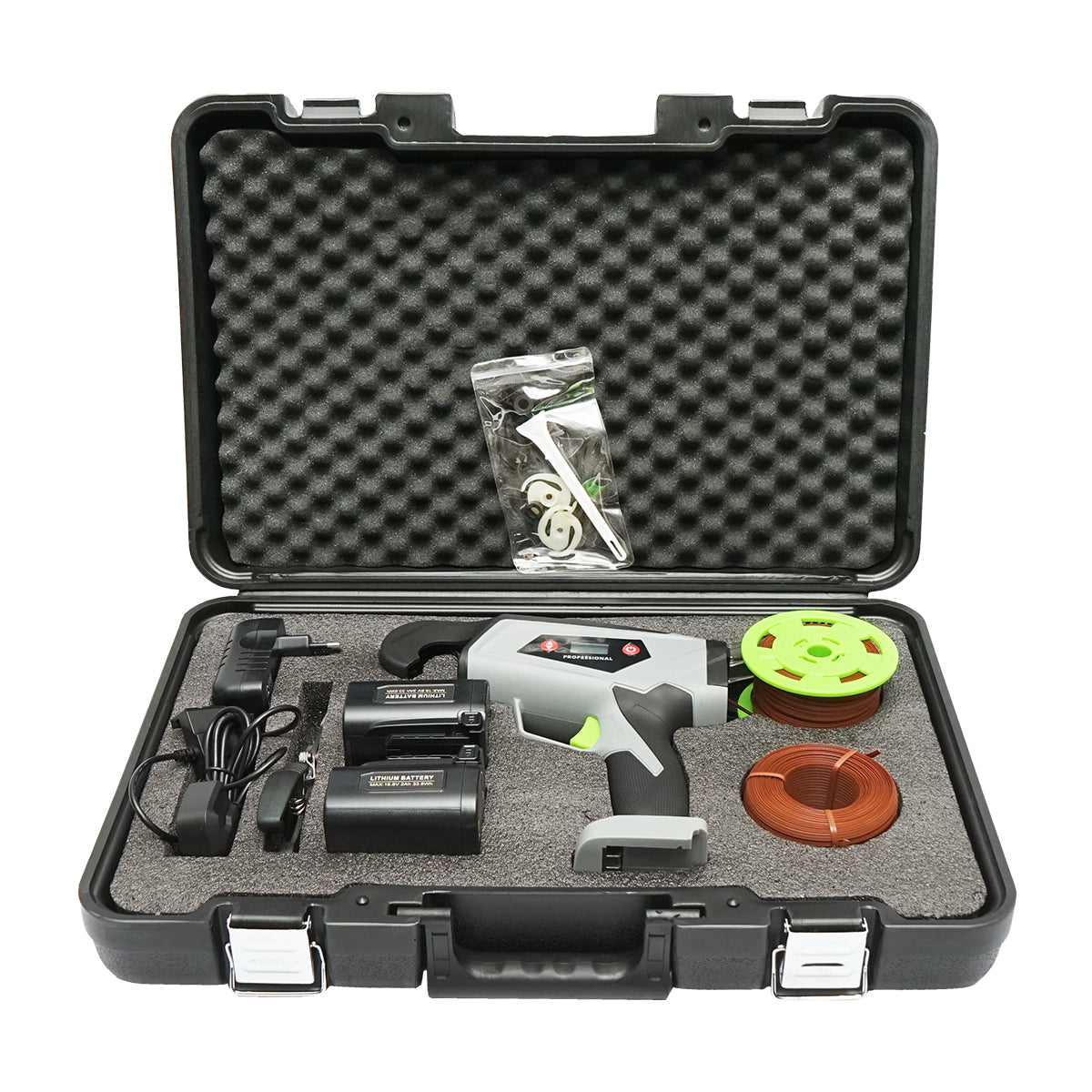 Legatrice per Vigneto, Dispositivo automatico per la legatura di viti, ortaggi e alberi da frutto — 60W, con batteria Li-ion da 16,8V, diametro di legatura 25 mm.