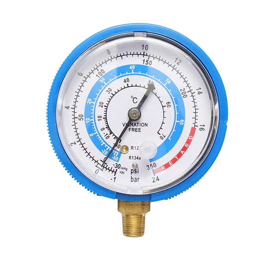 Manometro bassa pressione (blu) per aria condizionata, freon 70mm 1/8 Breckner Germany