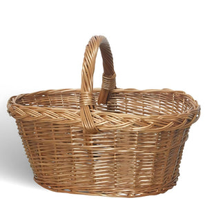 Cesta portaoggetti Laura ovale cesto in vimini con manico intrecciato per casa