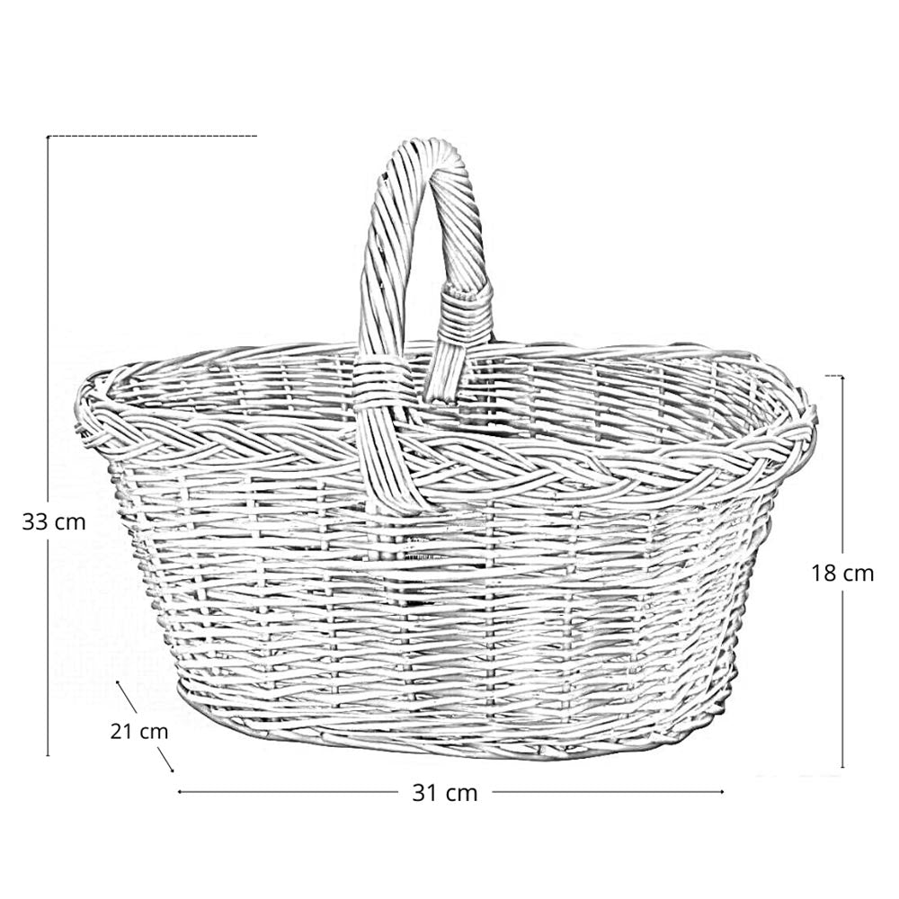 Cesta portaoggetti Laura ovale cesto in vimini con manico intrecciato per casa