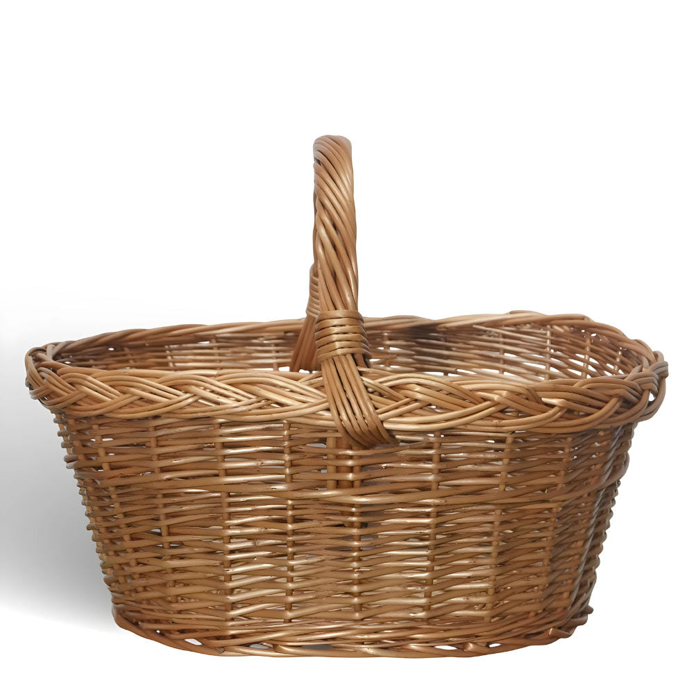 Cesta portaoggetti Laura ovale cesto in vimini con manico intrecciato per casa