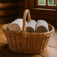 Cesta portaoggetti Laura ovale cesto in vimini con manico intrecciato per casa